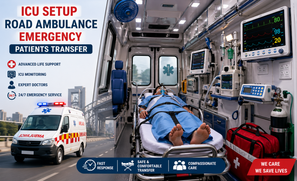 Emergency ICU Road Ambulance Services in Kolkata | Fast Patient Transfer